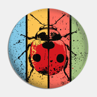 Vintage Red Ladybug Grunge Pop Art – Retro Distressed Insect Tee Pin