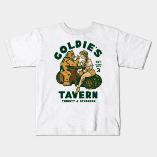 Goldie's Tavern Woman Arm Wrestling A Bar Shirt Kids T-Shirt