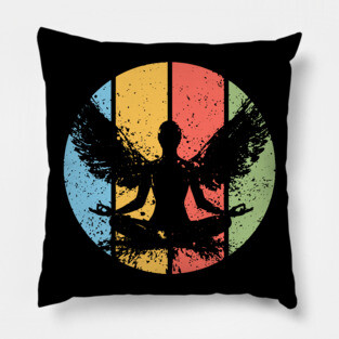 Meditating Angel Grunge Pop Art – Vintage Spiritual Aesthetic Tee Pillow