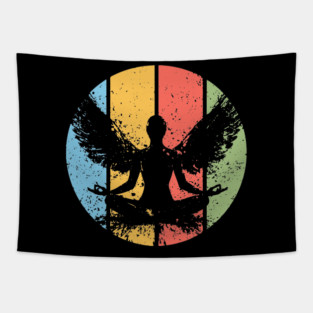 Meditating Angel Grunge Pop Art – Vintage Spiritual Aesthetic Tee Tapestry