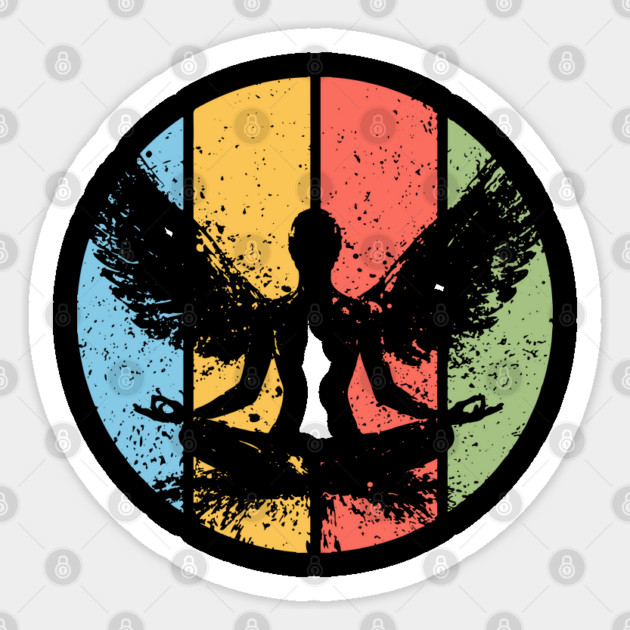Meditating Angel Grunge Pop Art – Vintage Spiritual Aesthetic Tee Sticker by TuncGK