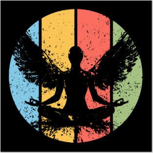 Meditating Angel Grunge Pop Art – Vintage Spiritual Aesthetic Tee Posters and Art
