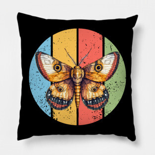 Vintage Grunge Moth Pop Art – Retro Distressed Insect Tee Pillow