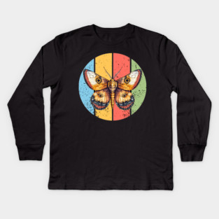 Vintage Grunge Moth Pop Art – Retro Distressed Insect Tee Kids Long Sleeve T-Shirt