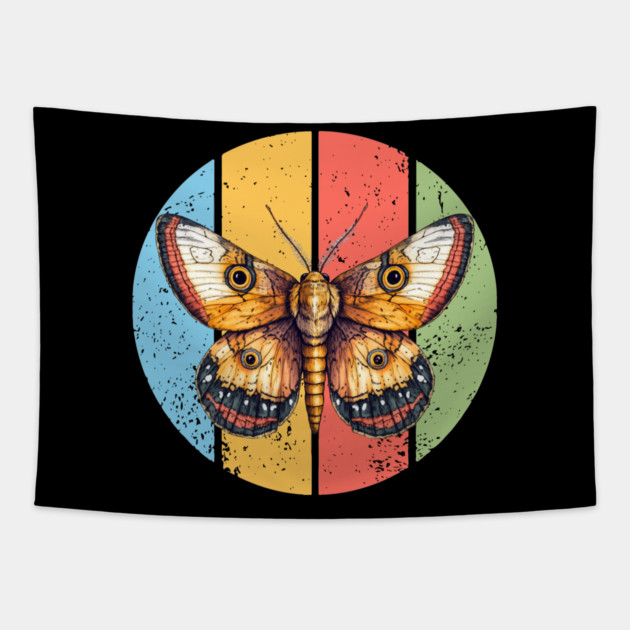 Vintage Grunge Moth Pop Art – Retro Distressed Insect Tee Tapestry by TuncGK