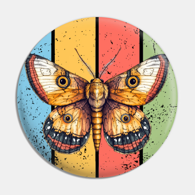 Vintage Grunge Moth Pop Art – Retro Distressed Insect Tee Pin by TuncGK