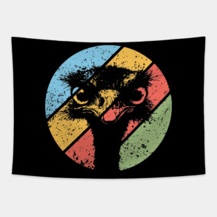 Retro Grunge Ostrich Pop Art – Vintage Wildlife Distressed Tee Tapestry