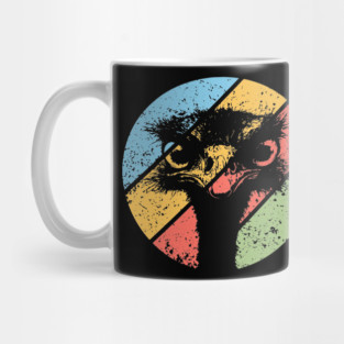 Retro Grunge Ostrich Pop Art – Vintage Wildlife Distressed Tee Mug