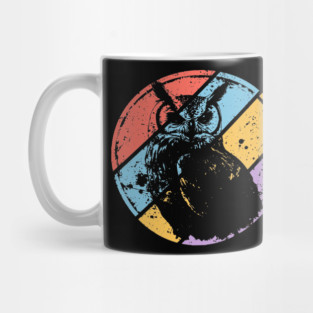 Vintage Grunge Owl Pop Art – Retro Nocturnal Bird Distressed Design Mug