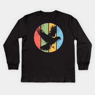 Peaceful Dove Grunge Pop Art – Vintage Retro Bird Silhouette Tee Kids Long Sleeve T-Shirt