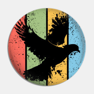 Peaceful Dove Grunge Pop Art – Vintage Retro Bird Silhouette Tee Pin