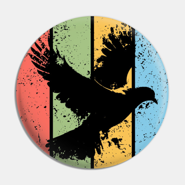Peaceful Dove Grunge Pop Art – Vintage Retro Bird Silhouette Tee Pin by TuncGK