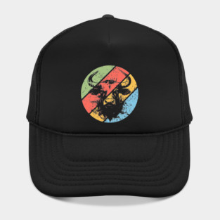 Distressed Retro Bull Pop Art – Vintage Grunge Animal Silhouette Tee Hat