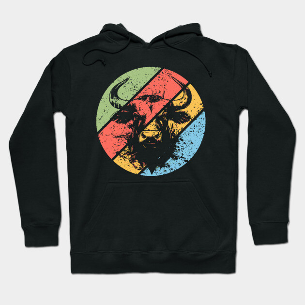 Distressed Retro Bull Pop Art – Vintage Grunge Animal Silhouette Tee Hoodie by TuncGK