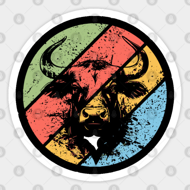 Distressed Retro Bull Pop Art – Vintage Grunge Animal Silhouette Tee Sticker by TuncGK