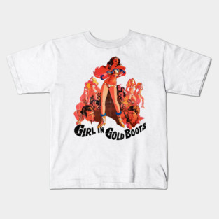 Girl in Gold Boots Kids T-Shirt