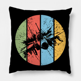 Vintage Grunge Airplane Pop Art – Retro Aviation Distressed Tee Pillow