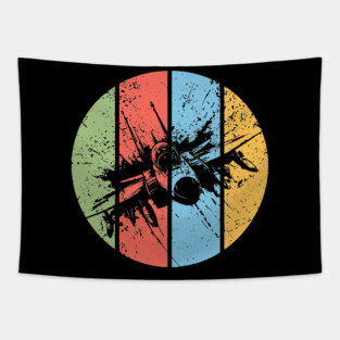Vintage Grunge Airplane Pop Art – Retro Aviation Distressed Tee Tapestry
