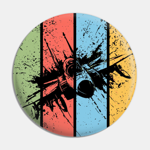 Vintage Grunge Airplane Pop Art – Retro Aviation Distressed Tee Pin by TuncGK