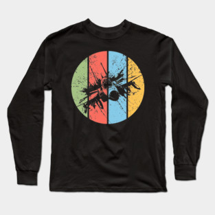 Vintage Grunge Airplane Pop Art – Retro Aviation Distressed Tee Long Sleeve T-Shirt