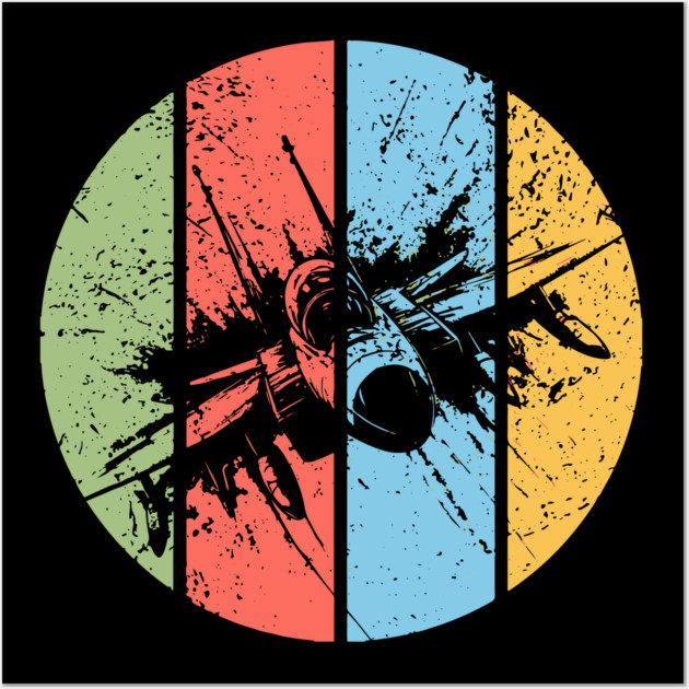 Vintage Grunge Airplane Pop Art – Retro Aviation Distressed Tee Wall Art by TuncGK