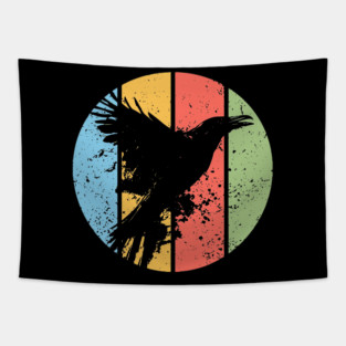 Gothic Grunge Raven Pop Art – Vintage Distressed Crow Tee Tapestry