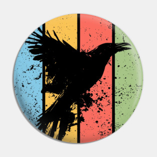 Gothic Grunge Raven Pop Art – Vintage Distressed Crow Tee Pin