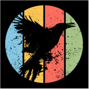 Gothic Grunge Raven Pop Art – Vintage Distressed Crow Tee Posters and Art