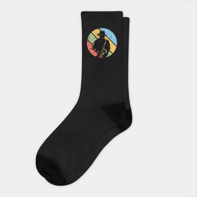 Vintage Jazz Saxophone Pop Art – Retro Grunge Musician Tee Socks by TuncGK