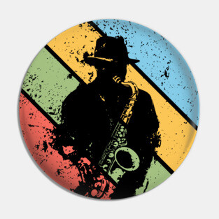 Vintage Jazz Saxophone Pop Art – Retro Grunge Musician Tee Pin