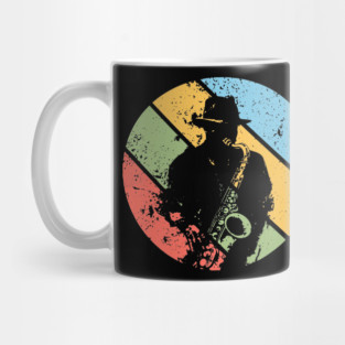 Vintage Jazz Saxophone Pop Art – Retro Grunge Musician Tee Mug
