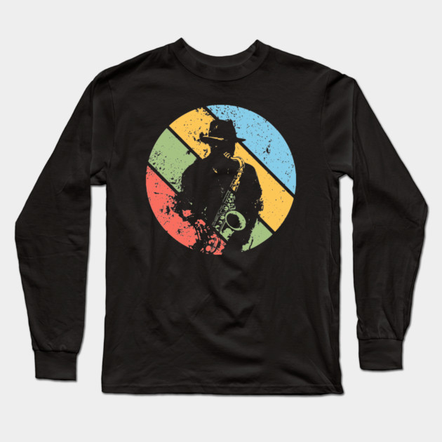 Vintage Jazz Saxophone Pop Art – Retro Grunge Musician Tee Long Sleeve T-Shirt by TuncGK