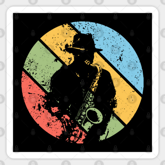 Vintage Jazz Saxophone Pop Art – Retro Grunge Musician Tee Sticker by TuncGK