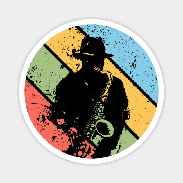 Vintage Jazz Saxophone Pop Art – Retro Grunge Musician Tee Magnet by TuncGK