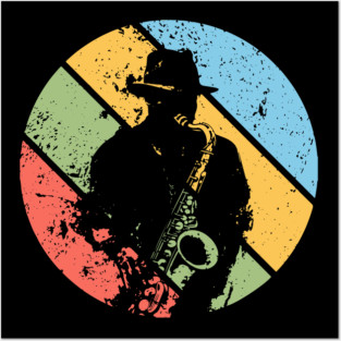 Vintage Jazz Saxophone Pop Art – Retro Grunge Musician Tee Posters and Art