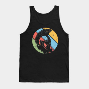 Vintage Spartan Warrior Pop Art – Distressed Retro Greek Helmet Tee Tank Top