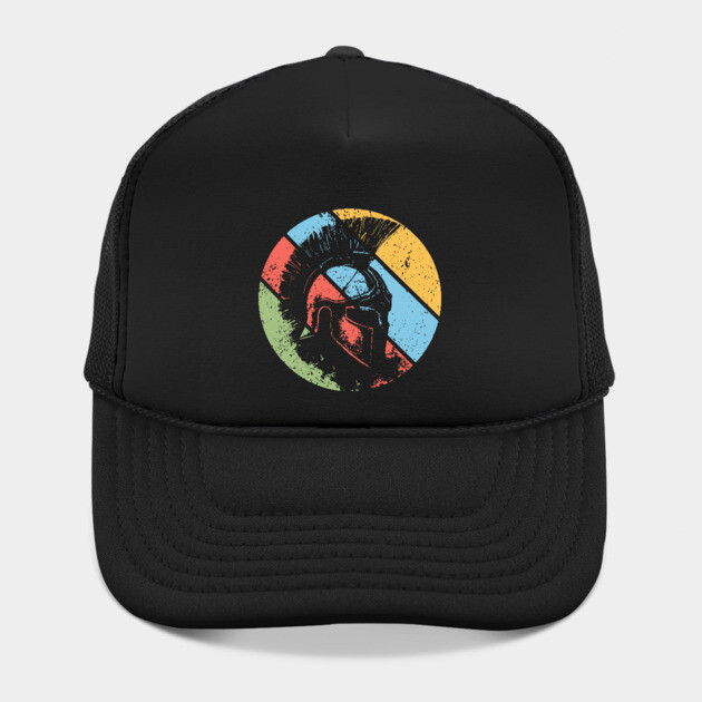 Vintage Spartan Warrior Pop Art – Distressed Retro Greek Helmet Tee by TuncGK