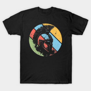 Vintage Spartan Warrior Pop Art – Distressed Retro Greek Helmet Tee T-Shirt