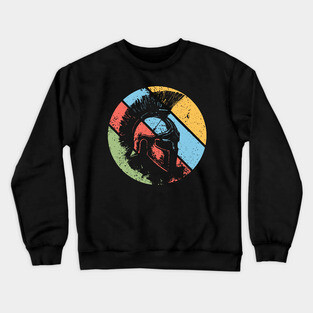Vintage Spartan Warrior Pop Art – Distressed Retro Greek Helmet Tee Crewneck Sweatshirt