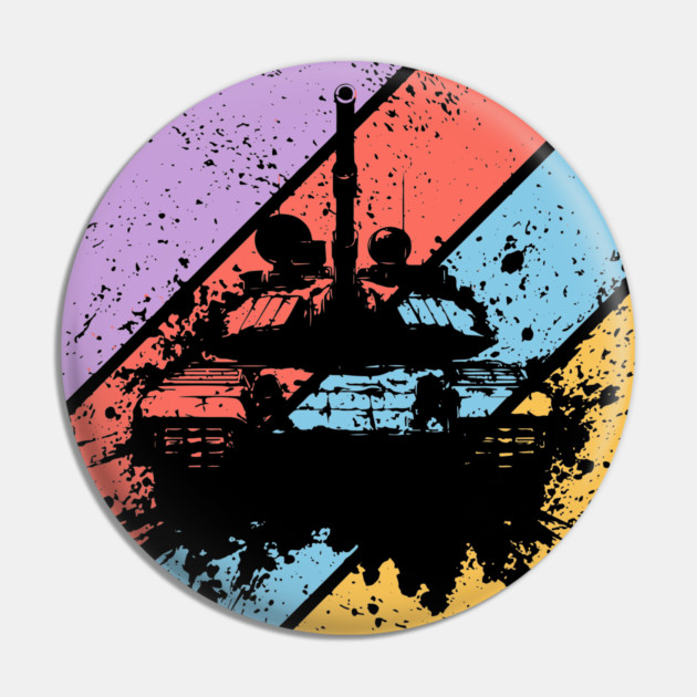Retro Grunge Military Tank Pop Art – Distressed War Machine Tee Pin by TuncGK