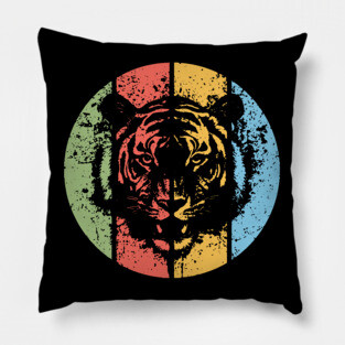 Vintage Grunge Tiger Pop Art – Retro Distressed Wildcat Tee Pillow