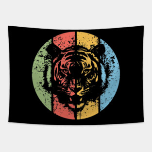 Vintage Grunge Tiger Pop Art – Retro Distressed Wildcat Tee Tapestry