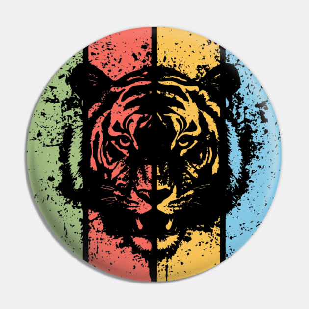 Vintage Grunge Tiger Pop Art – Retro Distressed Wildcat Tee Pin by TuncGK