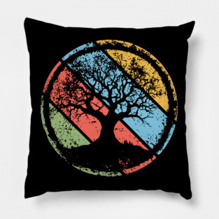 Vintage Grunge Tree of Life Pop Art – Retro Spiritual Symbol Tee Pillow