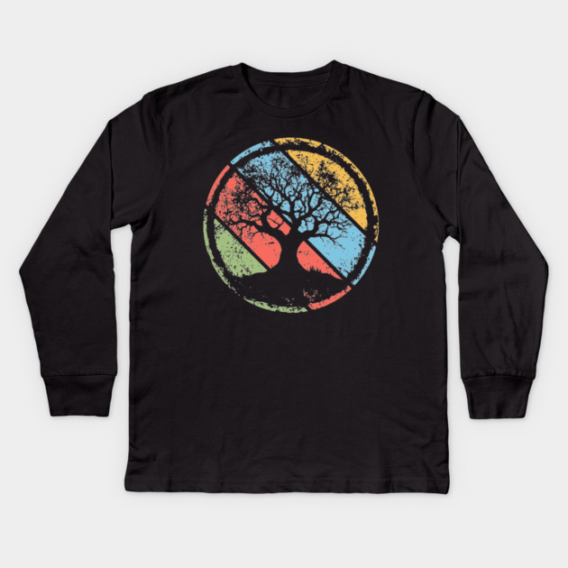 Vintage Grunge Tree of Life Pop Art – Retro Spiritual Symbol Tee Kids Long Sleeve T-Shirt by TuncGK