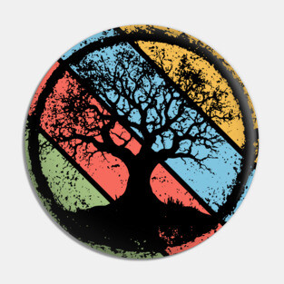 Vintage Grunge Tree of Life Pop Art – Retro Spiritual Symbol Tee Pin
