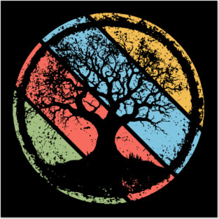 Vintage Grunge Tree of Life Pop Art – Retro Spiritual Symbol Tee Posters and Art