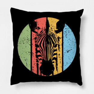 Vintage Grunge Zebra Pop Art – Distressed Safari Wildlife Tee Pillow