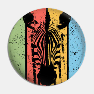 Vintage Grunge Zebra Pop Art – Distressed Safari Wildlife Tee Pin