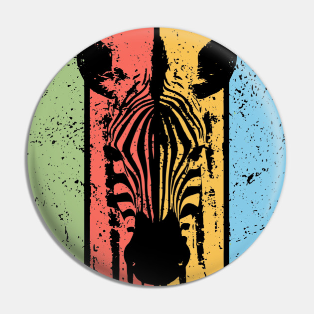 Vintage Grunge Zebra Pop Art – Distressed Safari Wildlife Tee Pin by TuncGK